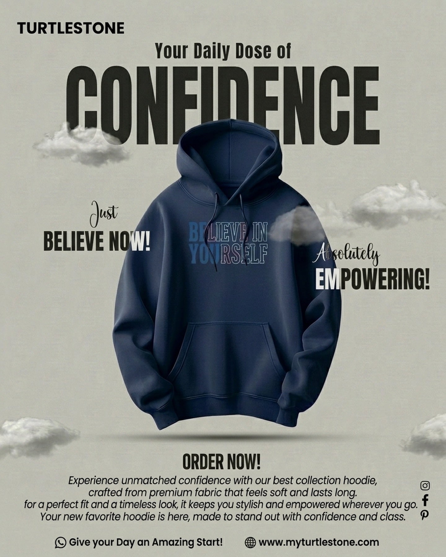 "BELIEVE IN YOURSELF" Heavy Blend Hoodie | Comfortable 50% Cotton/50% Polyester