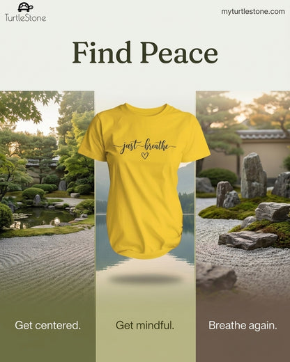 'JUST BREATHE'  Cotton T-Shirt - Durable Classic Fit