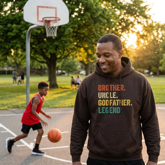 'BROTHER UNCLE GODFATHER LEGEND' Premium Cotton Blend Hoodie - Soft Feel, Pouch Pocket, Double-Lined Hood